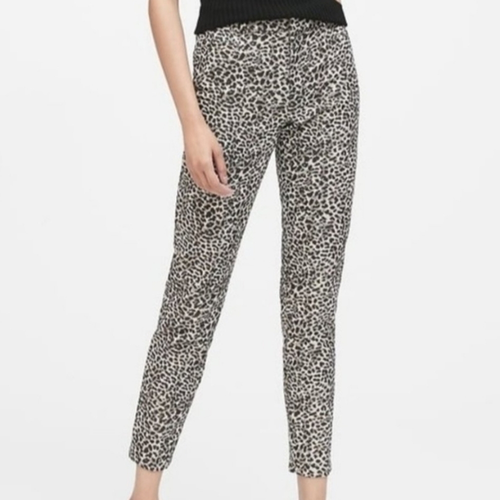 Metallic Banana Republic Sloan Pant Leopard Print Cigarette Pants